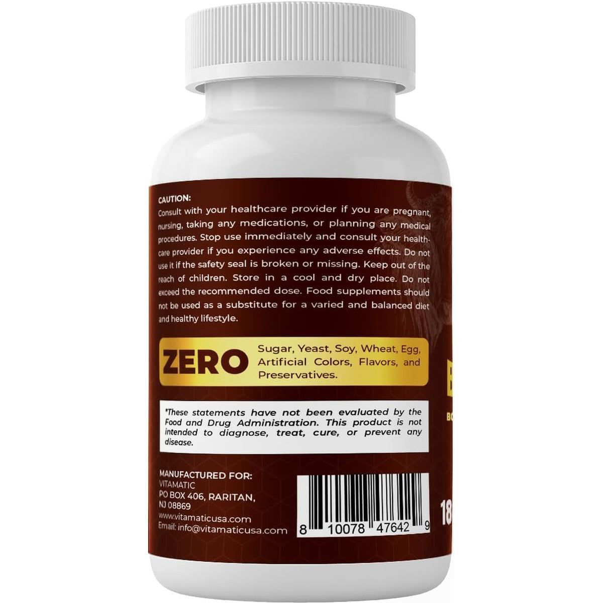 Vitamatic Grass-Fed Beef Bone & Marrow 180 Capsules – Freeze-Dried, Non-Gmo, Bovine Liver Supplement – Pasture-Raised, Glandular-Based Formula