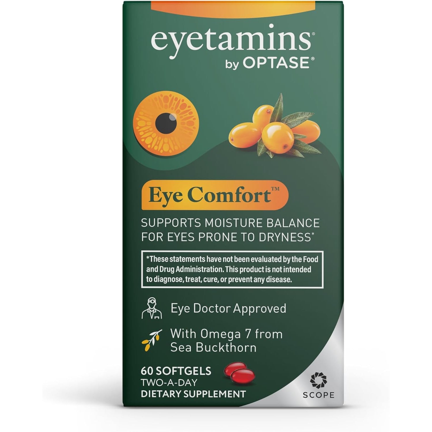Eyetamins® by OPTASE® Eye Comfort™ - 60 Softgels - Eye Doctor Recommended - an Omega-Based Eye Supplement Formulated to Support Moisture Balance and Eye Comfort from Within. Plant Based Soft Gels.