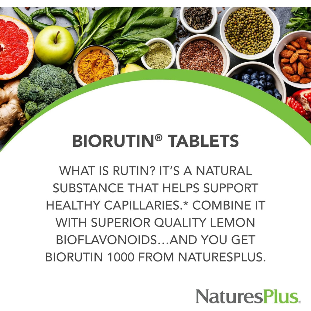 Naturesplus Biorutin - 1000Mg, 90 Tablets - Bioflavonoid & Rutin Complex - Vegetarian, Gluten Free - 90 Servings