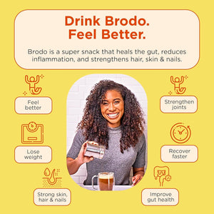Brodo Deeply Rooted Organic Chicken Broth with Turmeric & Ginger, Nutrient-Rich Chicken Bone Broth Organic, High in Protein and Collagen for Wellness and Cooking, (6X 8.3 Oz. Pouches)
