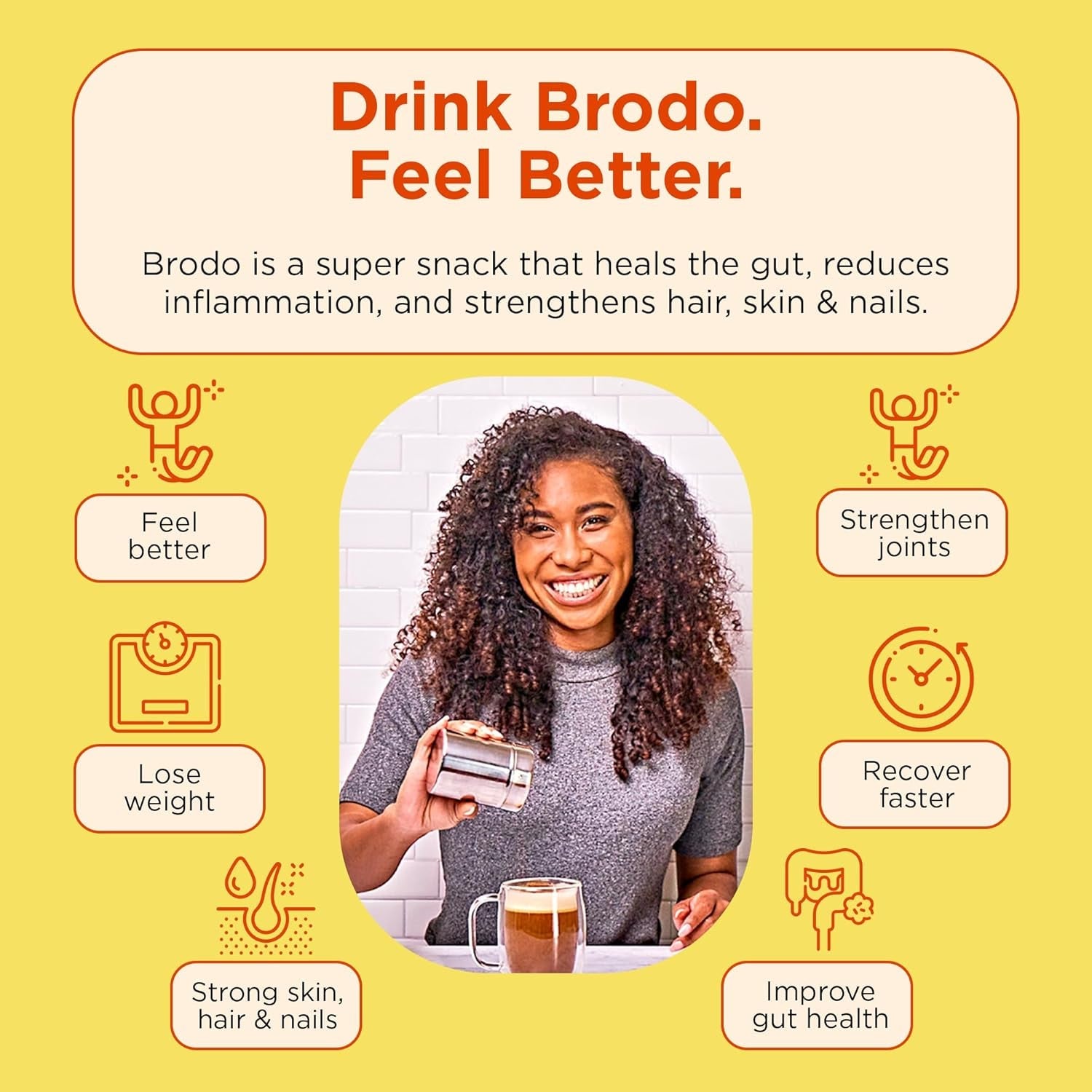 Brodo Deeply Rooted Organic Chicken Broth with Turmeric & Ginger, Nutrient-Rich Chicken Bone Broth Organic, High in Protein and Collagen for Wellness and Cooking, (6X 8.3 Oz. Pouches)