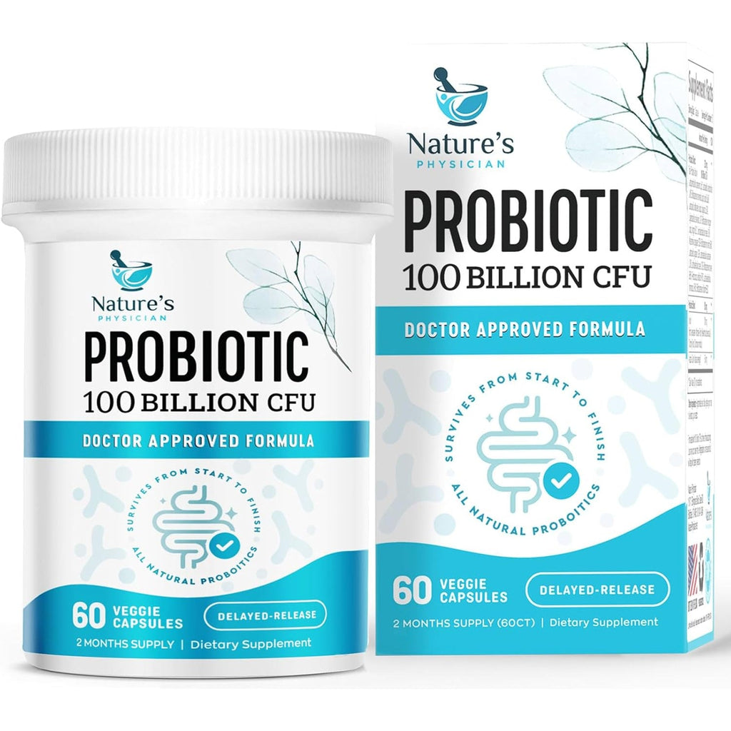Nature'S Physician Probiotics - 100 Billion CFU per Capsule - 16 Strains + Prebiotics - Best Probiotic Supplement for Women & Men - Supports Immune, Digestive Health, Constipation & Gas - 60 Capsules