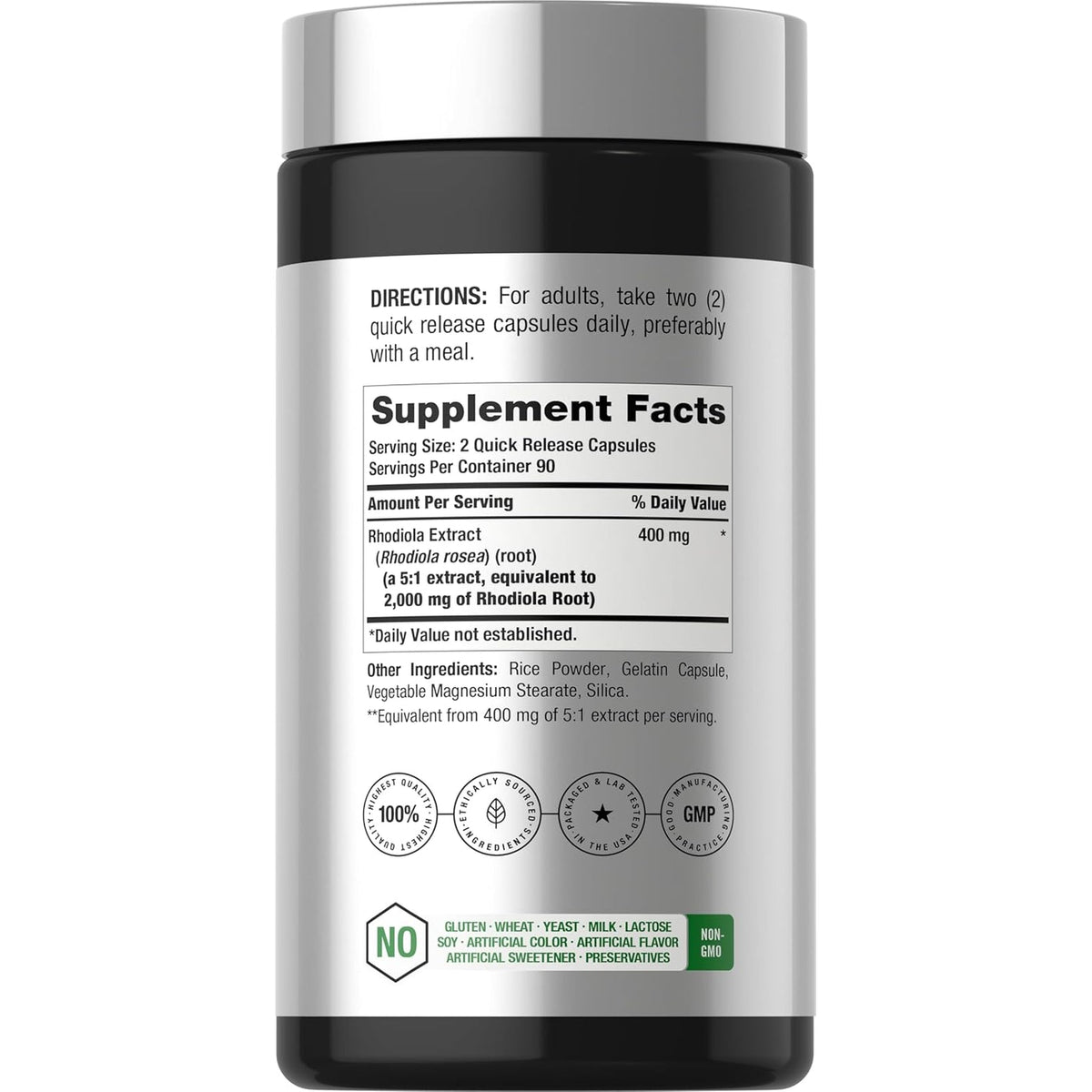 Horbäach Rhodiola Rosea Capsules | 180 Count | Non-Gmo, Gluten Free Supplement