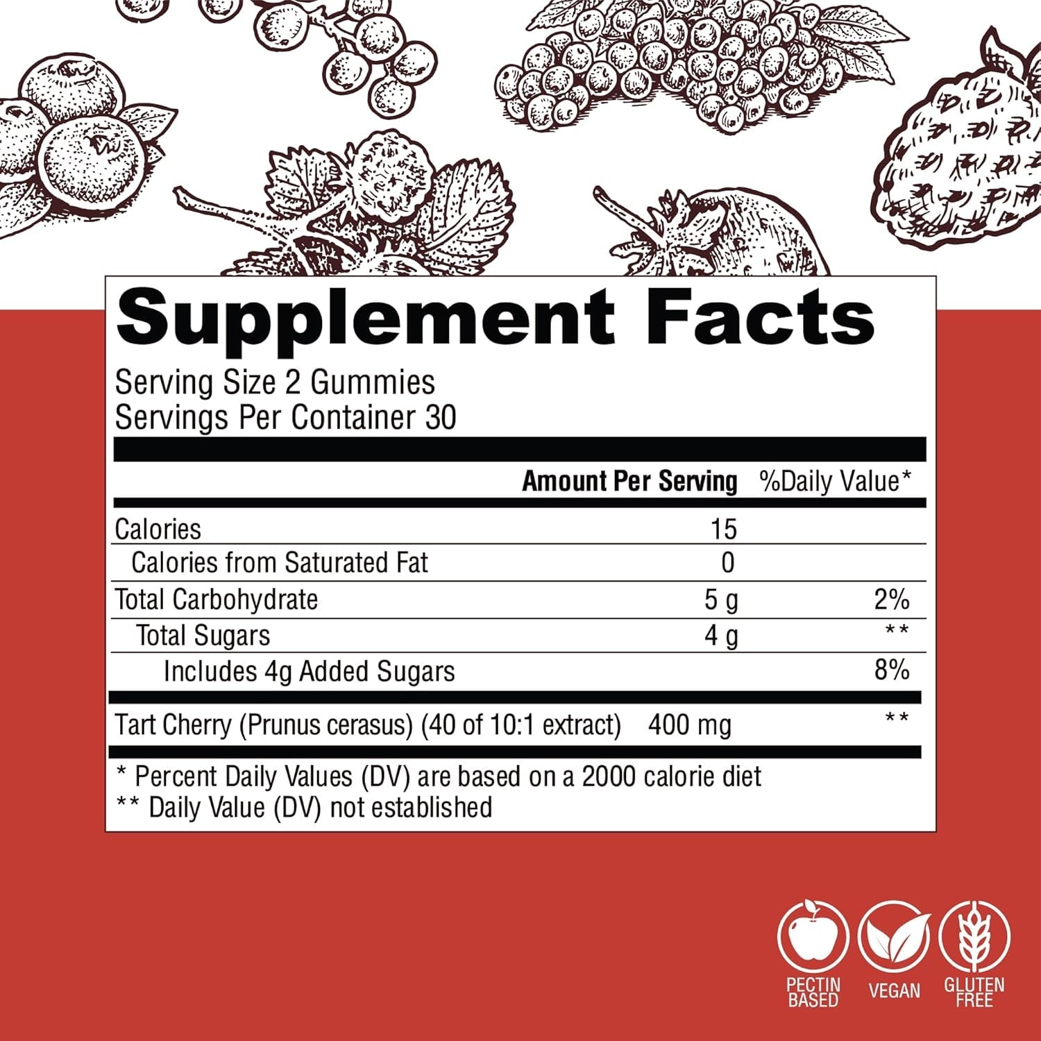 Country Farms Tart Cherry Gummies, Dialy Metabolic Support, Supports Bone Health, Packed with Potent Antioxidants, Cherry Flavor, 60 Gummies