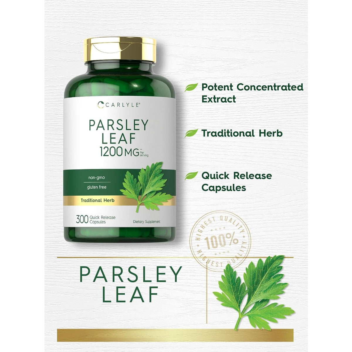 Carlyle Parsley Leaf Capsules | 300 Count | Non-Gmo, Gluten Free Supplement