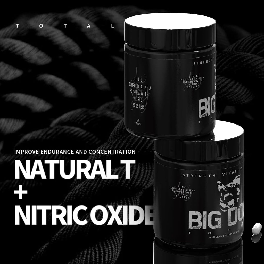 Big Dog Total Male 3-In-1 Total Alpha Blend Men’S Must-Have, Non-Gmo - Natural Energy & Endurance Support, 60 Count (Big Dog Total - 1Pcs)