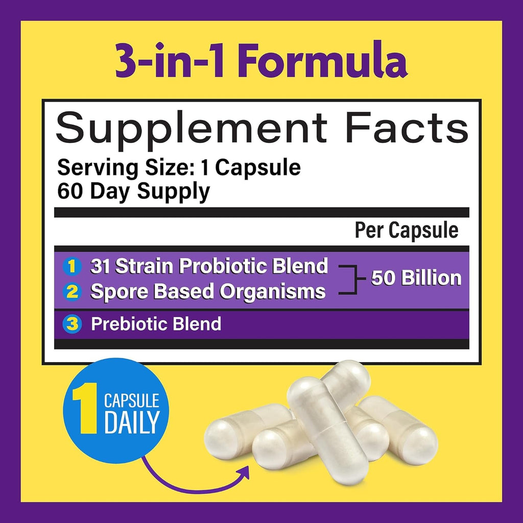 Innovixlabs Multi Strain Probiotics for Women & Men - Probiotic Supplement - 50 Billion CFU - Gut Health, Immune Support, Digestion, Lactobacillus Acidophilus, Prebiotics and Probiotics, 60 Capsules