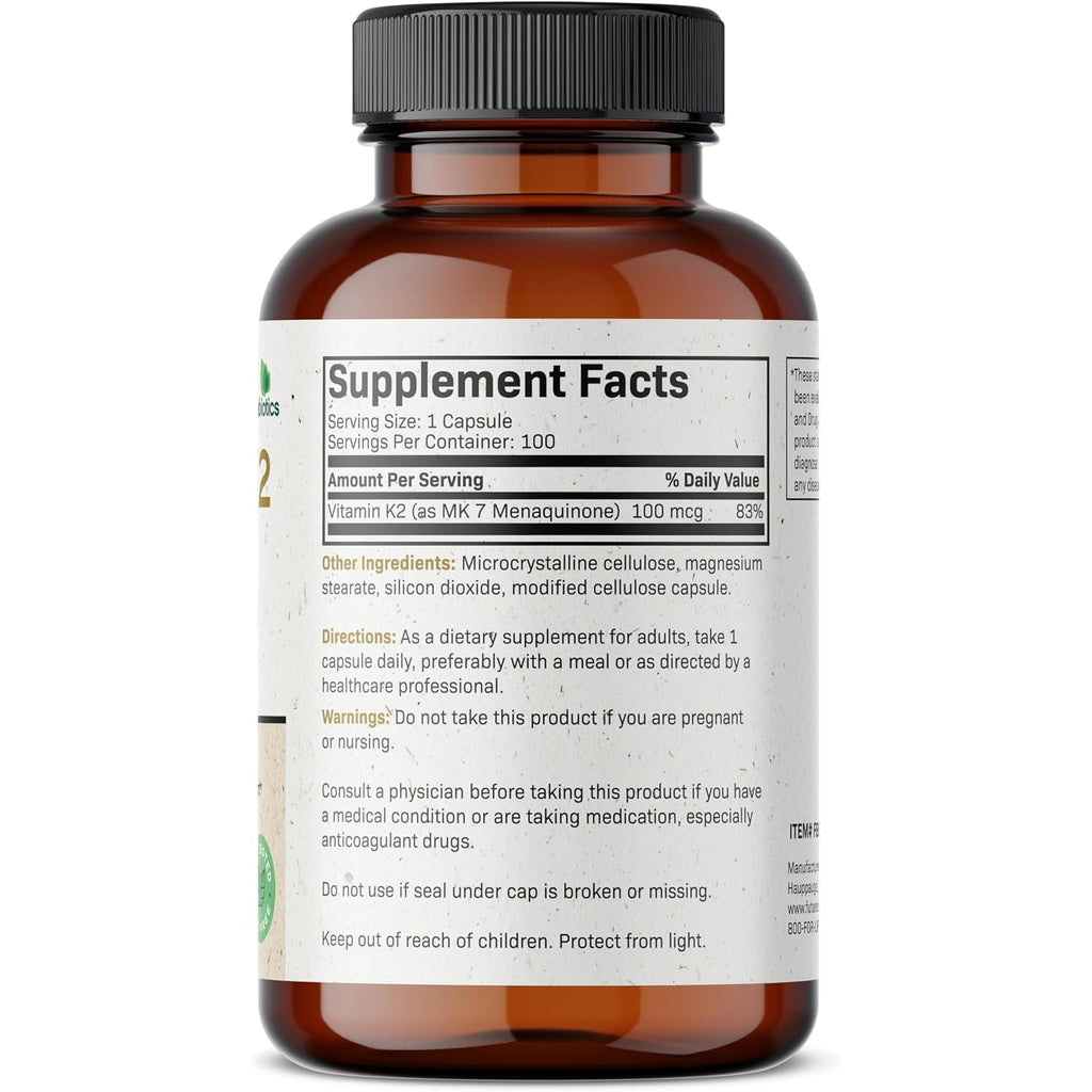 Futurebiotics Vitamin K2 as MK-7 100 Mcg, Supports Strong Bones - Non-Gmo, 100 Vegetarian Capsules