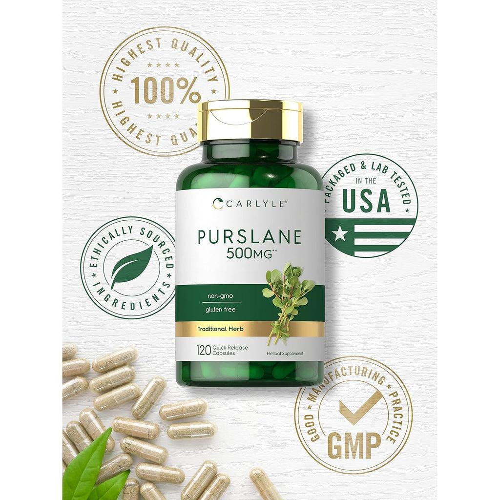 Carlyle Purslane Capsules | 120 Count | Portulaca Oleracea Extract | Non-Gmo, Gluten Free Supplement