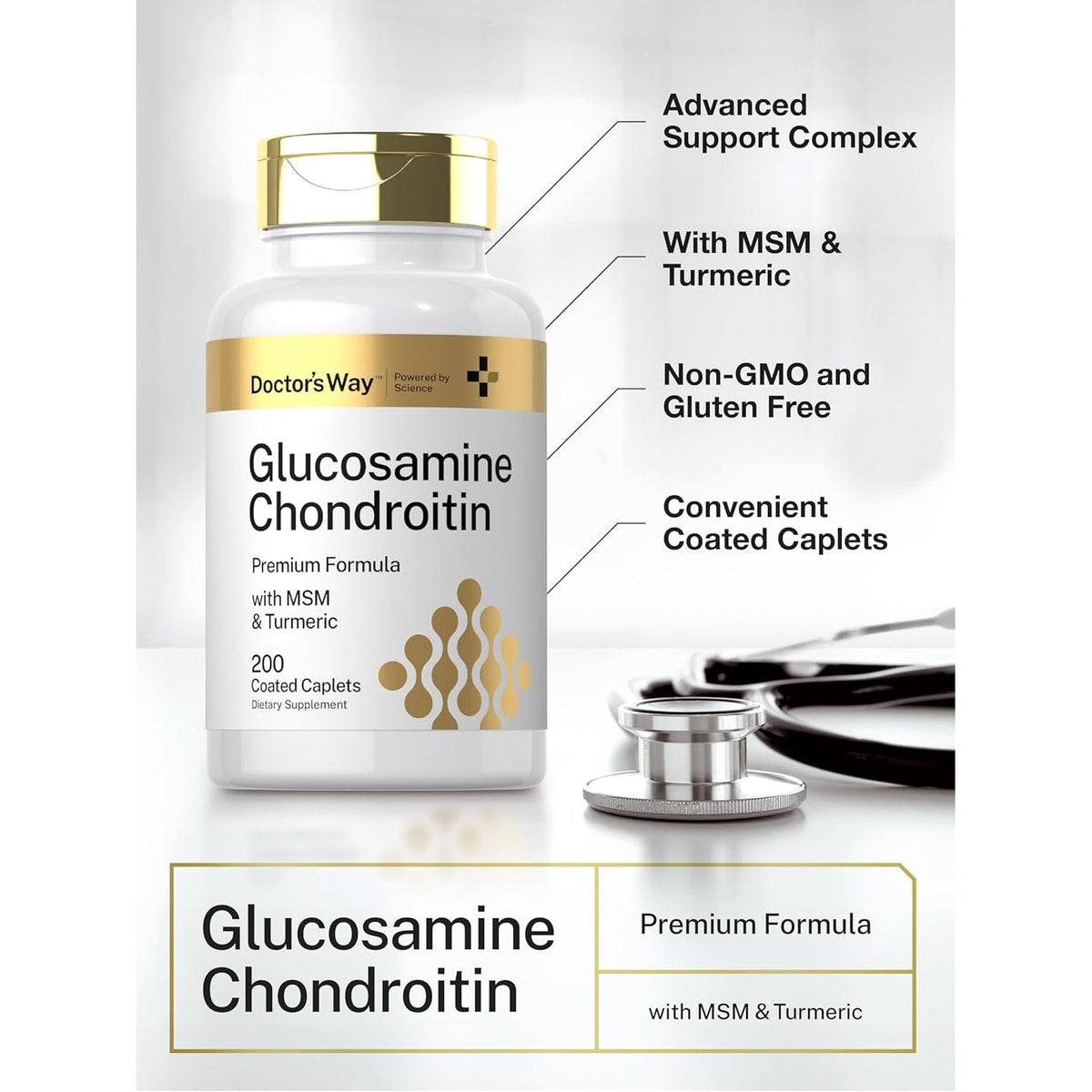 Doctor'S Way Glucosamine Chondroitin MSM Turmeric | 200 Caplets | Complex Supplement for Adults | Non-Gmo, Gluten Free