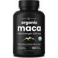 Nutrachamps USDA Organic Maca Root Capsules for Women & Men, 2100Mg, 180 Capsules, Black, Red & Yellow, Peruvian Maca Peruana, Extra Strength Pure Premium Gelatinized Root Powder Supplement