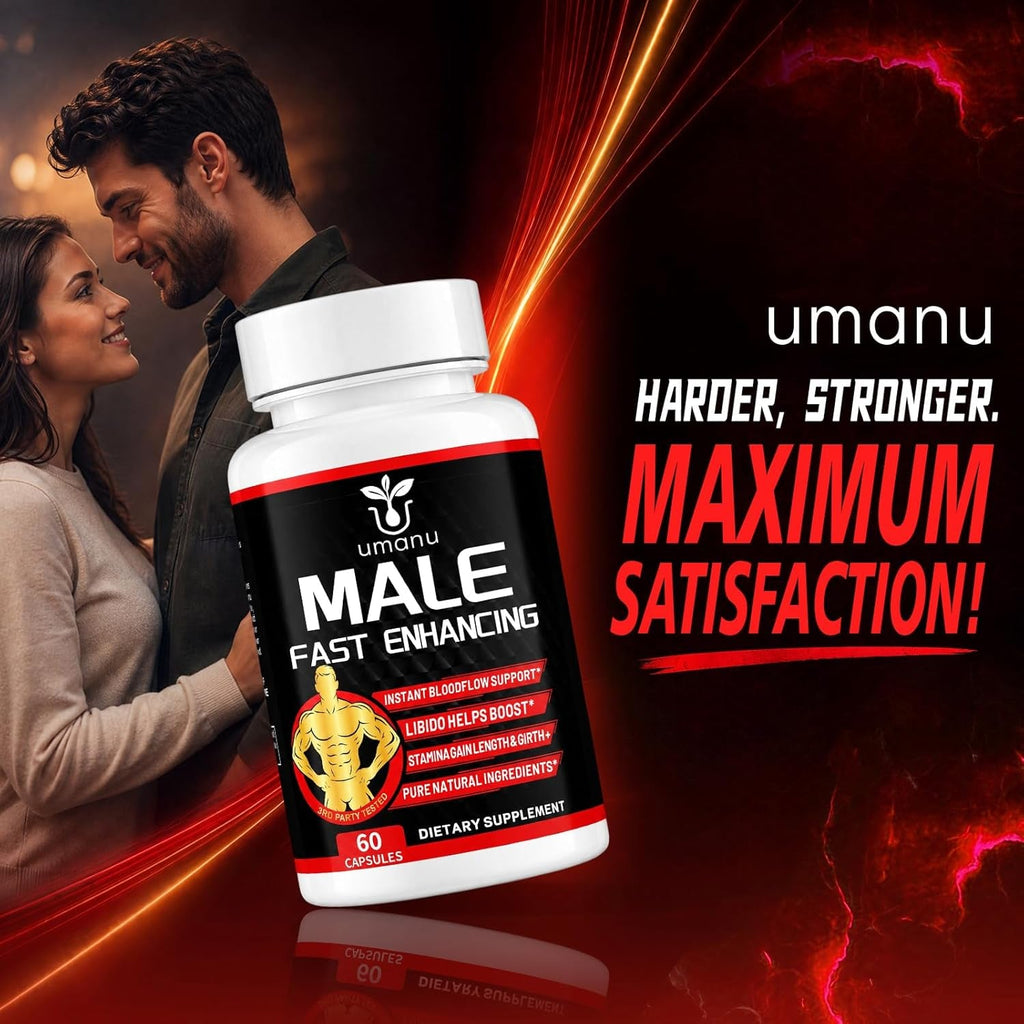Umanu Fast-Acting Male Enhancing Supplement – Boost Blood Flow, Gain Drive, Size (Length + Girth), Increase Stamina – Made with Maca, Epimedium & Other Natural Ingredients – 3Rd Party Tested