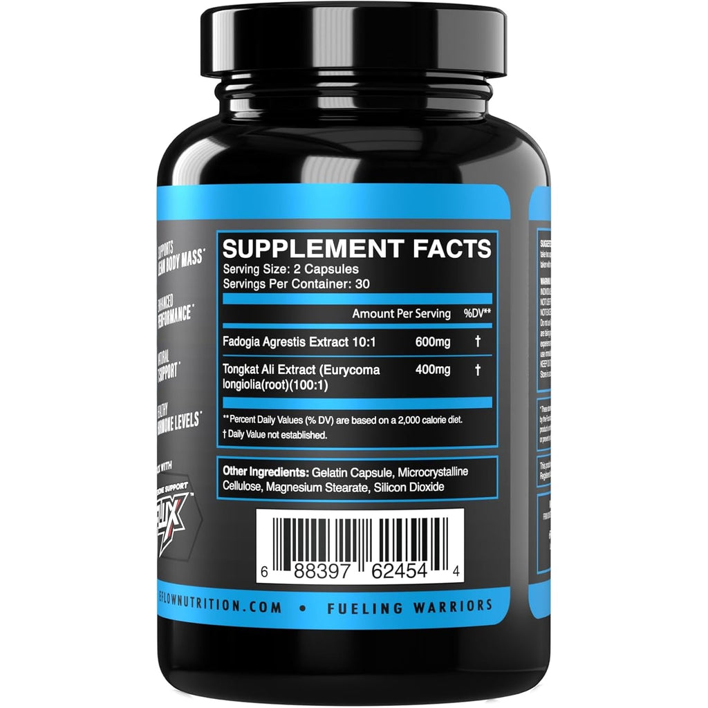 Eflow Nutrition Fadogia Agrestis + Tongkat Ali - [2-In-1] Natural Performance Supplement for Health and Wellness - Hormone, Energy, & Mood Support - Extract Powder (60 Capsules)