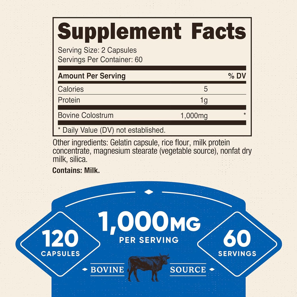 Nutricost Colostrum 1000Mg, 120 Capsules - Gluten Free & GMO Free, 60 Servings