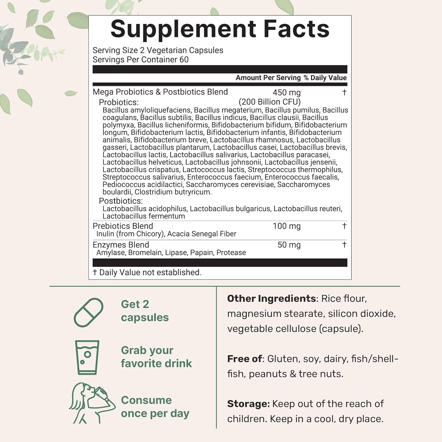 Micro Ingredients Probiotics 200 Billion CFU, 120 Veggie Capsules | Mega Probiotics for Men & Women | 40 Strains with Prebiotics, Postbiotics & Digestive Enzymes | Gut, Immune & Digestive Health