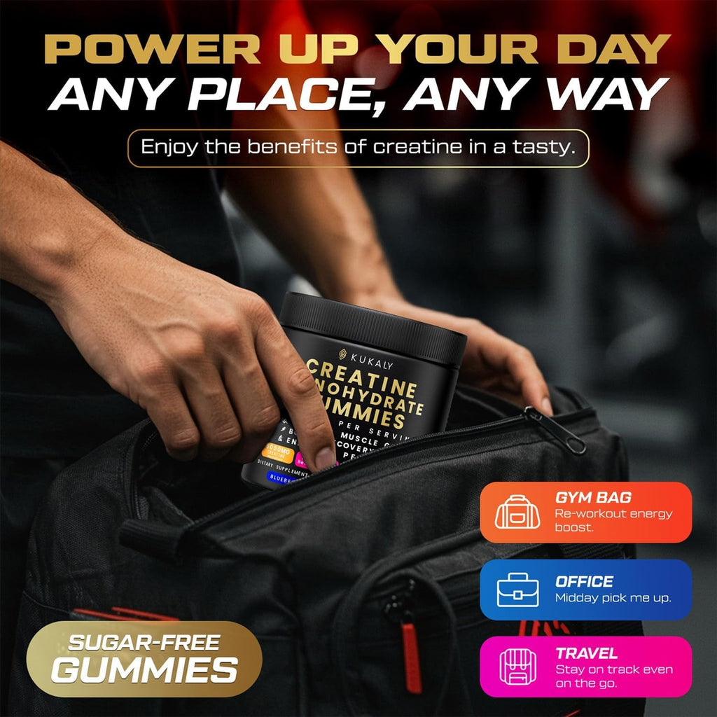 Creatine Monohydrate Gummies for Men & Women, Sugar Free, Mixed Flavored with L-Taurine, BCAA 2:1, B12 B6 for Boost Strength, Focus & Endurance, Vegan, Non-Gmo, 120Pcs