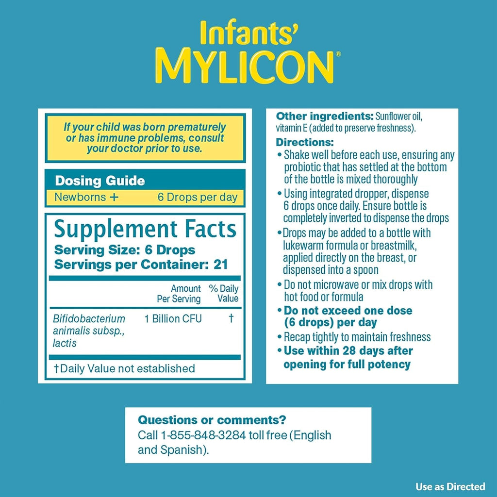 Infants' Mylicon Daily Probiotic Drops, for Colic and Fussiness, 8Ml, 21 Daily Doses