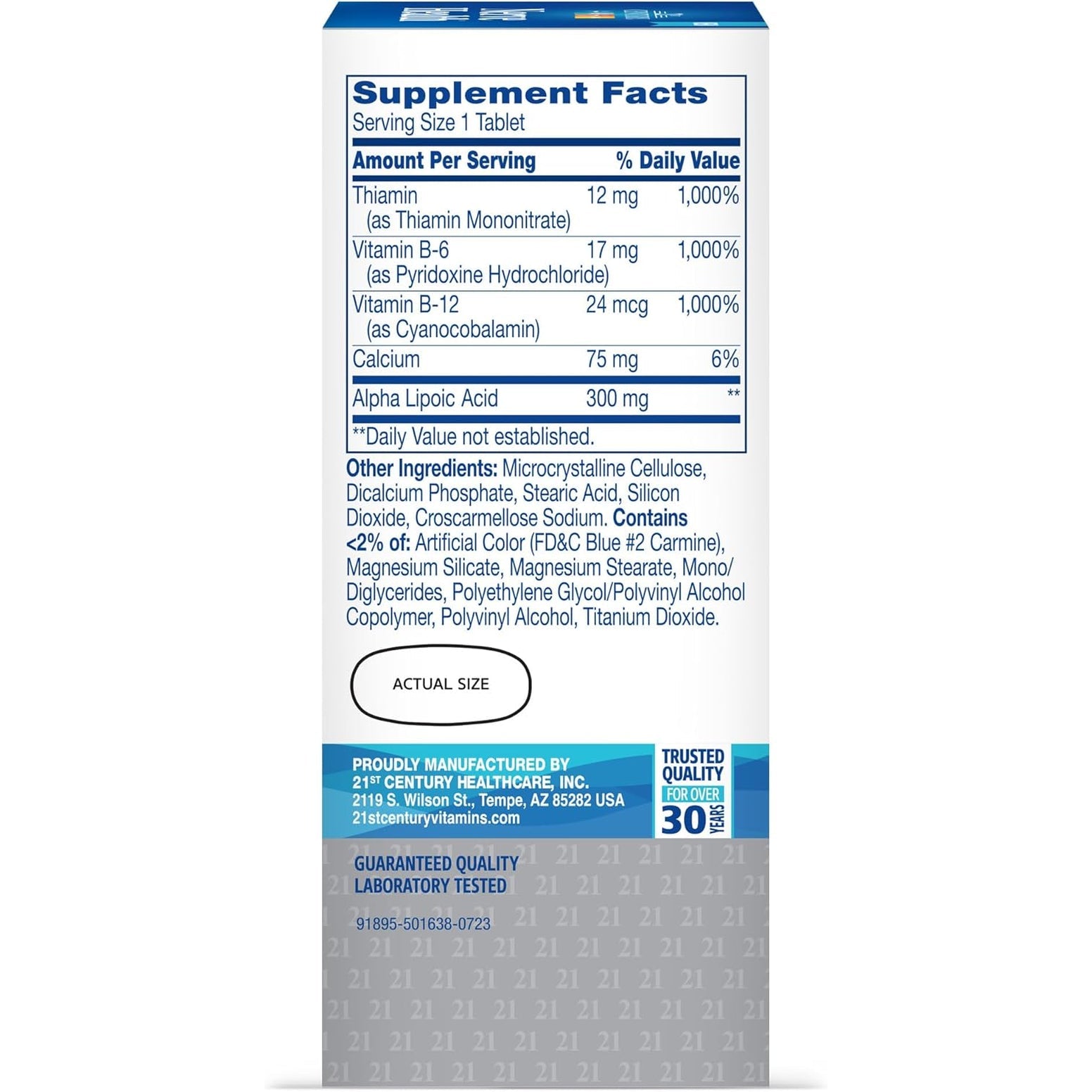 21St Century Nerve Health Tablets (30 Count), Alpha Lipoic Acid 300Mg, B1, B6, & B12 Vitamins for Nerve Function Support, Antioxidant ALA Supplement, Gluten Free. Non-Gmo, & Vegan