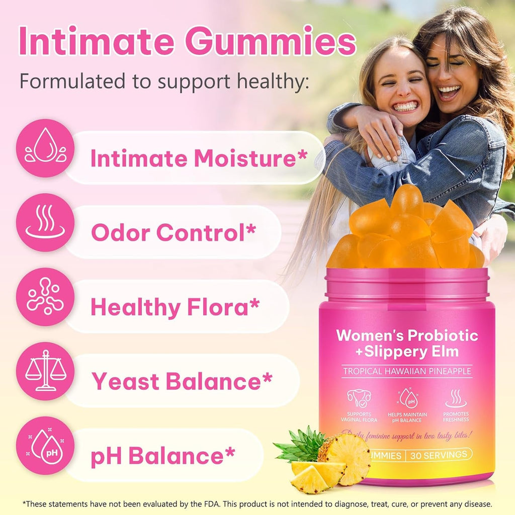 2 Pack Women'S Probiotic Gummies for Vaginal Health - Ph Balance & Immune Support Supplement, Pineapple Flavor, 120 Count | Feminine Care Vitamins for Women