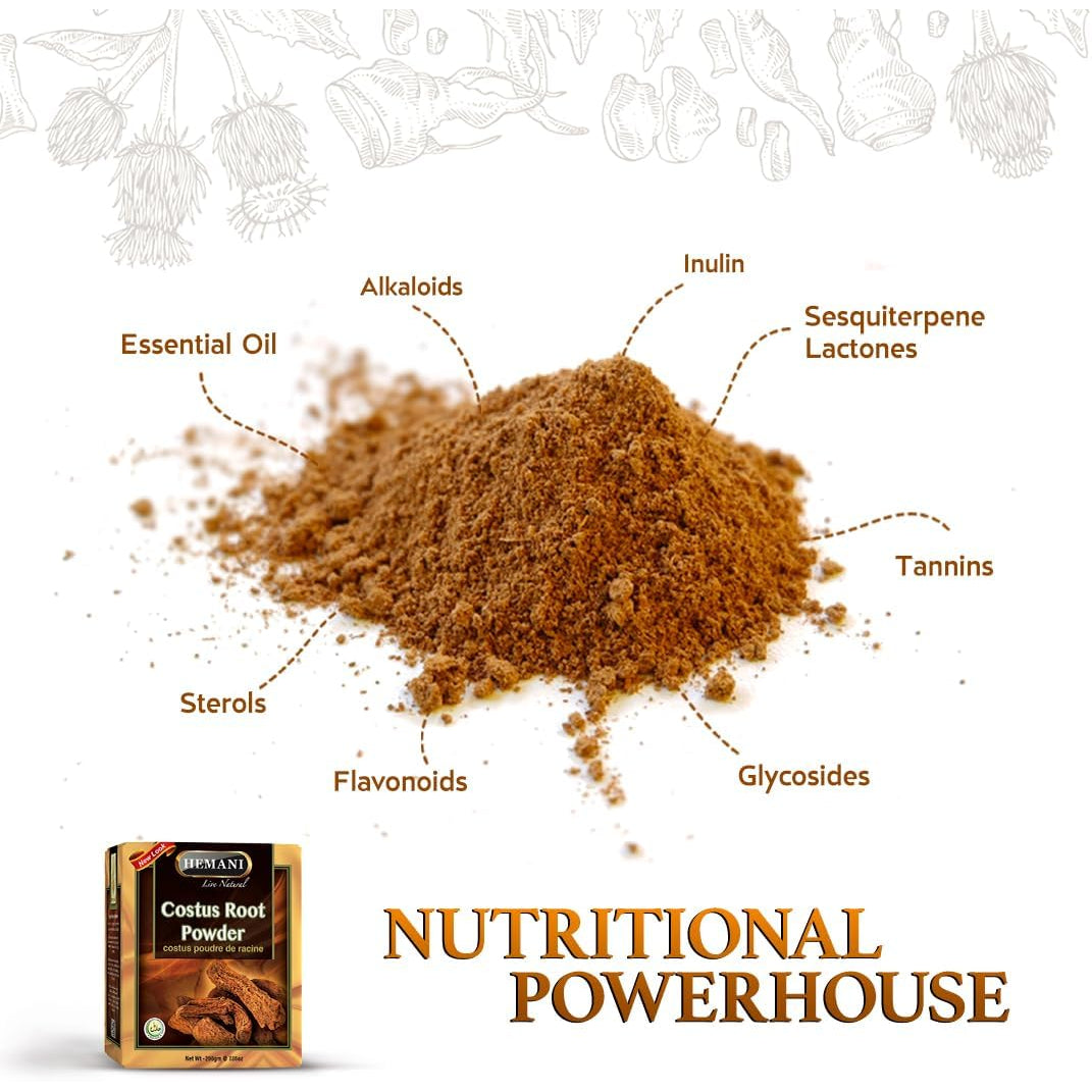 Hemani Costus Root Powder 200G - Qust Al-Hindi (Saussurea Costus) Prophetic Medicine Herb | Traditional Unani & Ayurvedic Formula | Halal, Alcohol-Free | since 1949