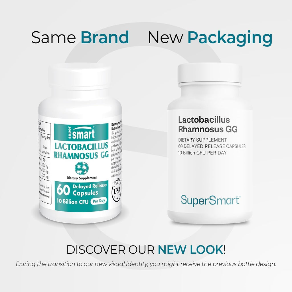 Supersmart Lactobacillus Rhamnosus GG 10 Billion CFU per Day (LGG Probiotic with Inulin) - L. Rhamnosus Supplement | Non-Gmo & Gluten Free - 60 DR Capsules
