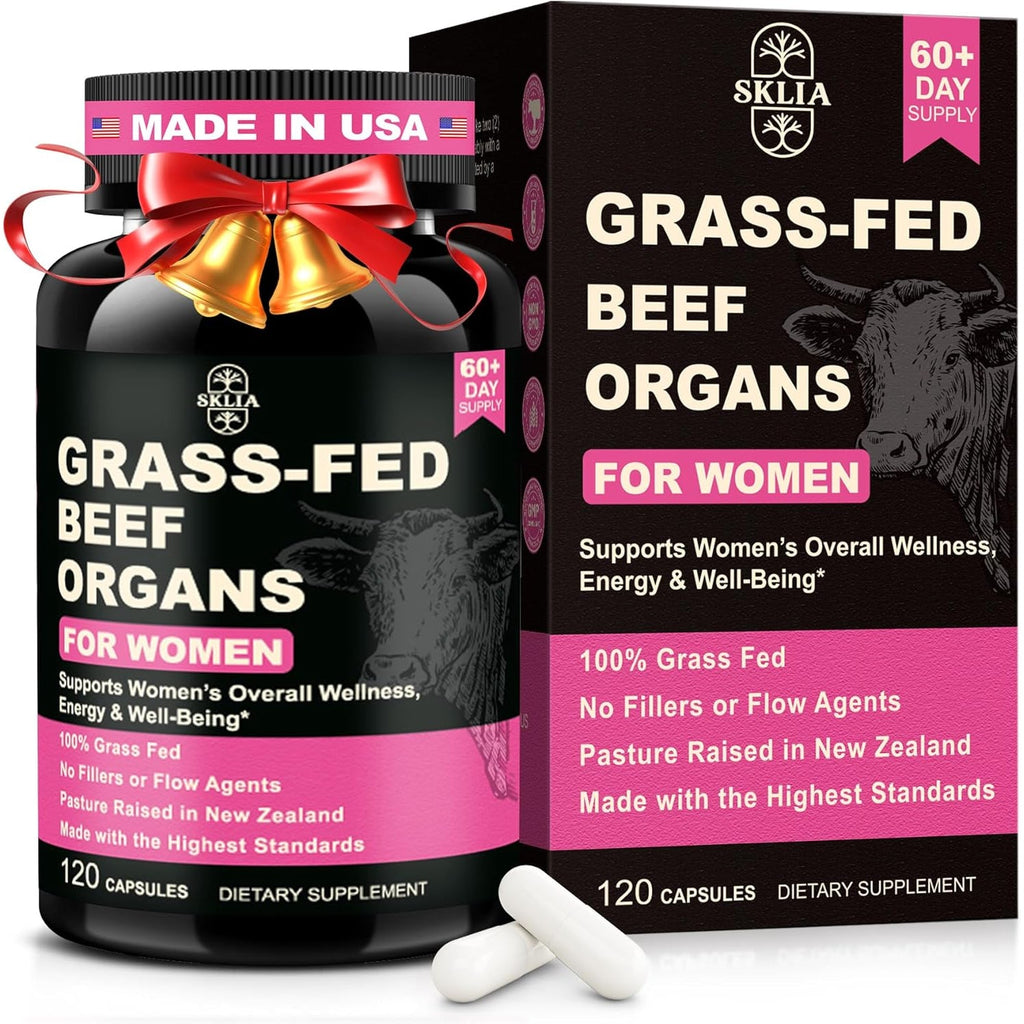 Beef Organ Supplement for Women - Beef Liver, Kidney, Heart, Uterus Tissue, Ovary | Supports Women'S Overall Energy and Wellness | Grass Fed, Pasture Raised in New Zealand, 120Ct,1P