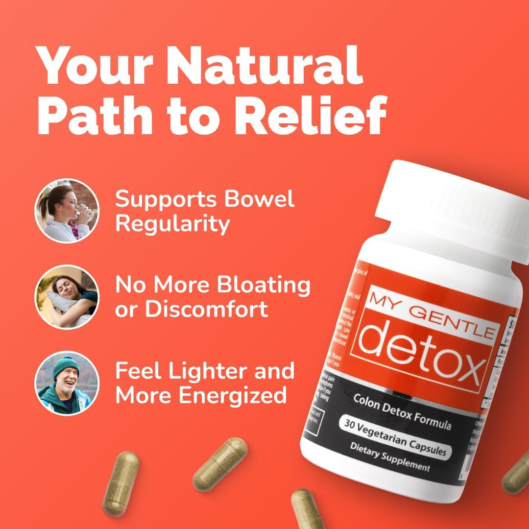 Herbal Nitro My Gentle Detox Cleanse for Women & Men - Poop Pills for Constipation Relief - Overnight Colon Cleanse Natural Supplement for Bloating & Discomfort (30 Capsules)