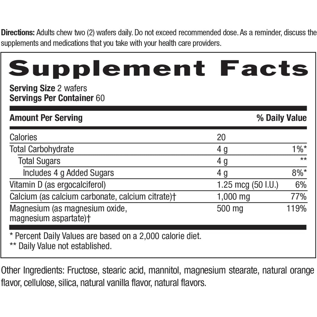 Country Life Cal-Snack - Chewable Calcium Magnesium Supplement Wafers with Vitamin D3, Easy to Digest, Vanilla Orange Flavor, Dietary Supplement