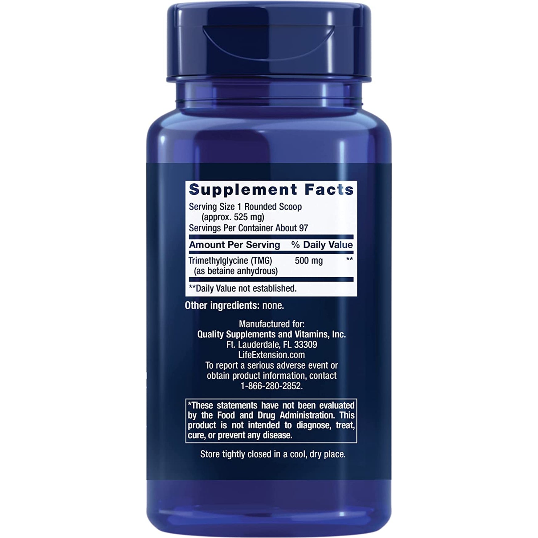 Life Extension TMG Powder – Trimethylglycine – Helps Maintain Normal Homocysteine Levels, Heart Health – Gluten-Free, Non-Gmo, Vegetarian – Net Wt. 50 G (0.11 Lb. or 1.76 Oz.)