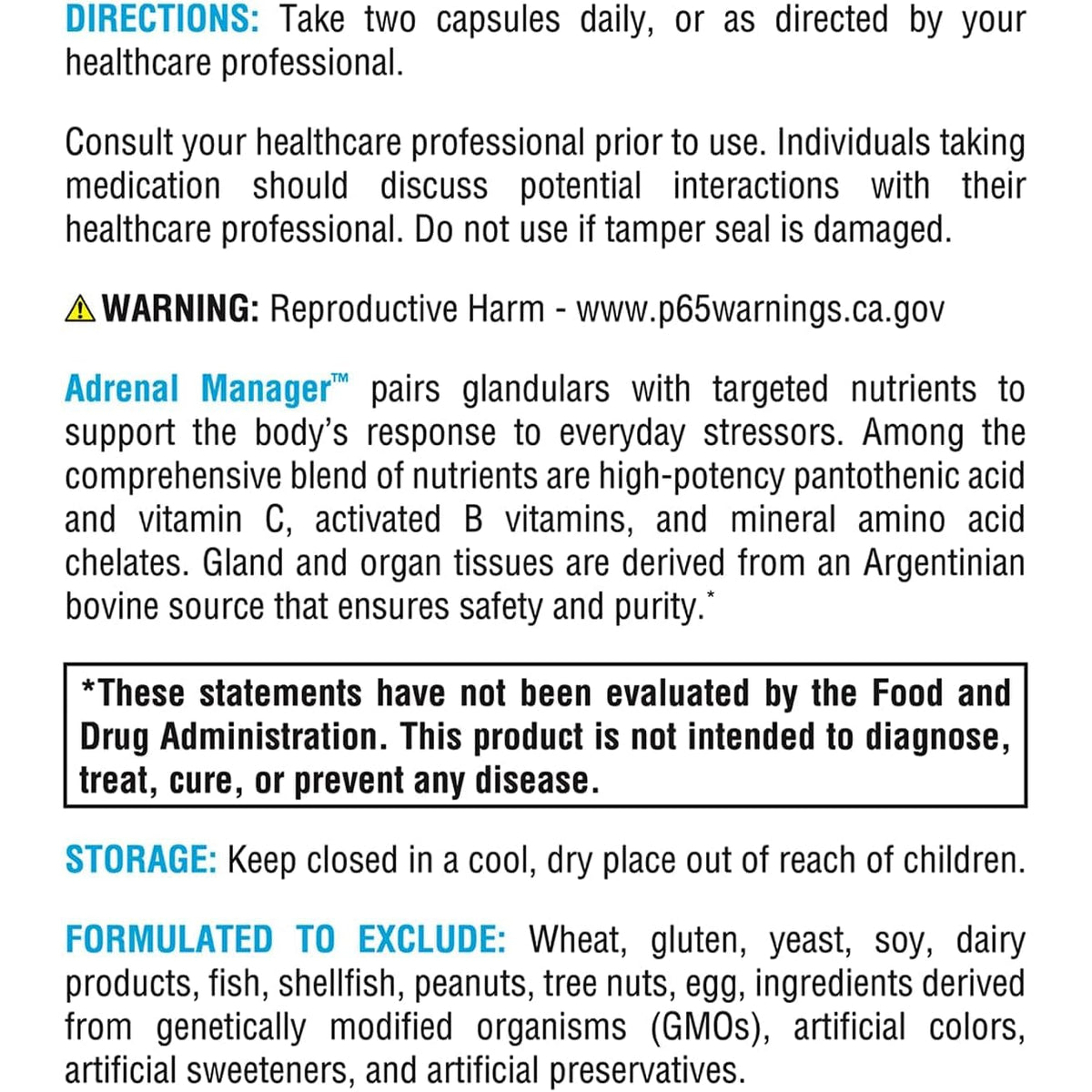 XYMOGEN Adrenal Manager - Adrenal Health Supplement for Everyday Stress Support - Argentinian Bovine Tissues - Pantothenic Acid, Vitamin C, Vitamin B6 - Dairy-Free & Gluten-Free - 120 Capsules