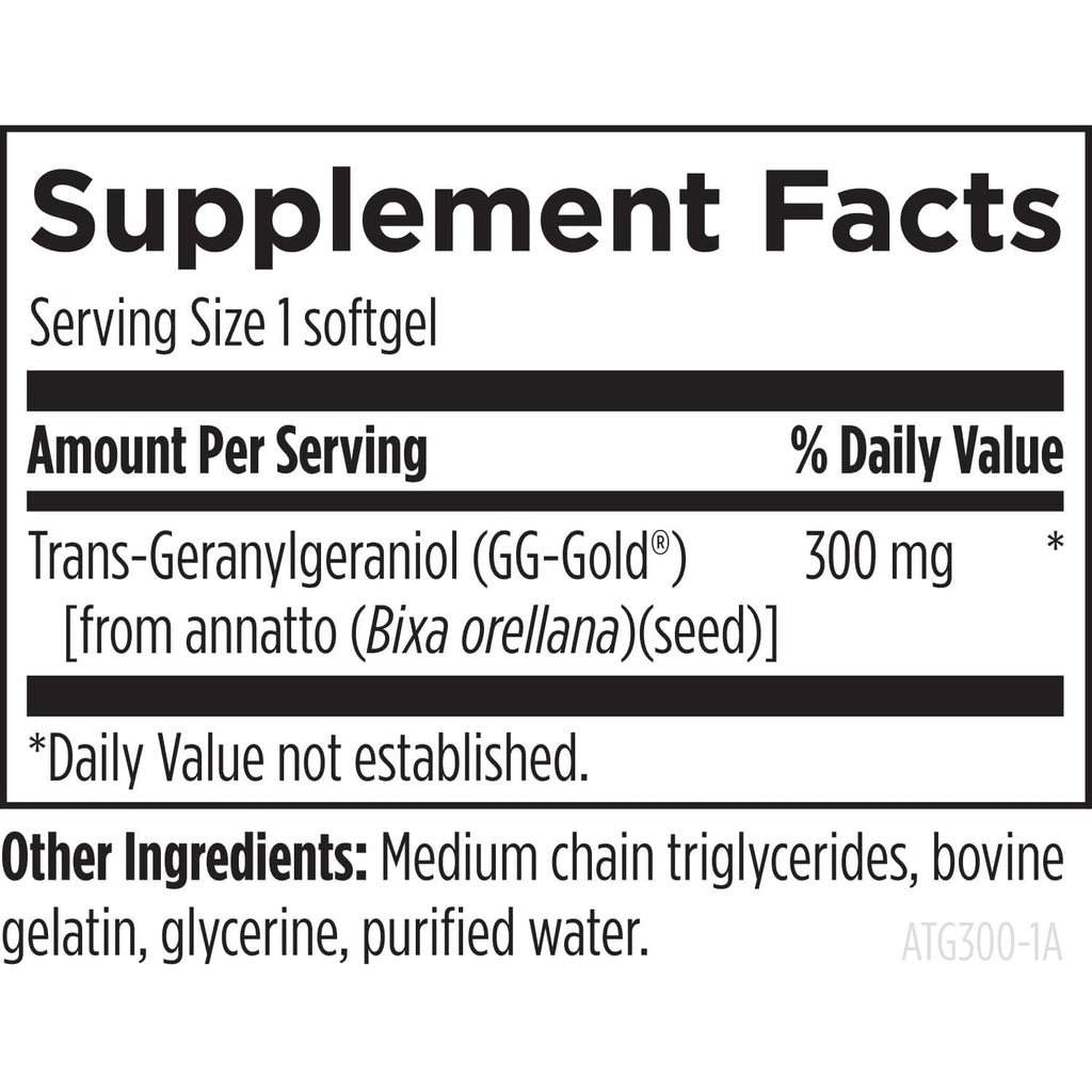 Designs for Health Annatto-Gg 300 - Geranylgeraniol GG Supplement from Annatto Seeds - Supports Healthy Aging, Bone Health, Muscle Health, Cellular Energy & Production of Coenzyme Q10 (60 Softgels)