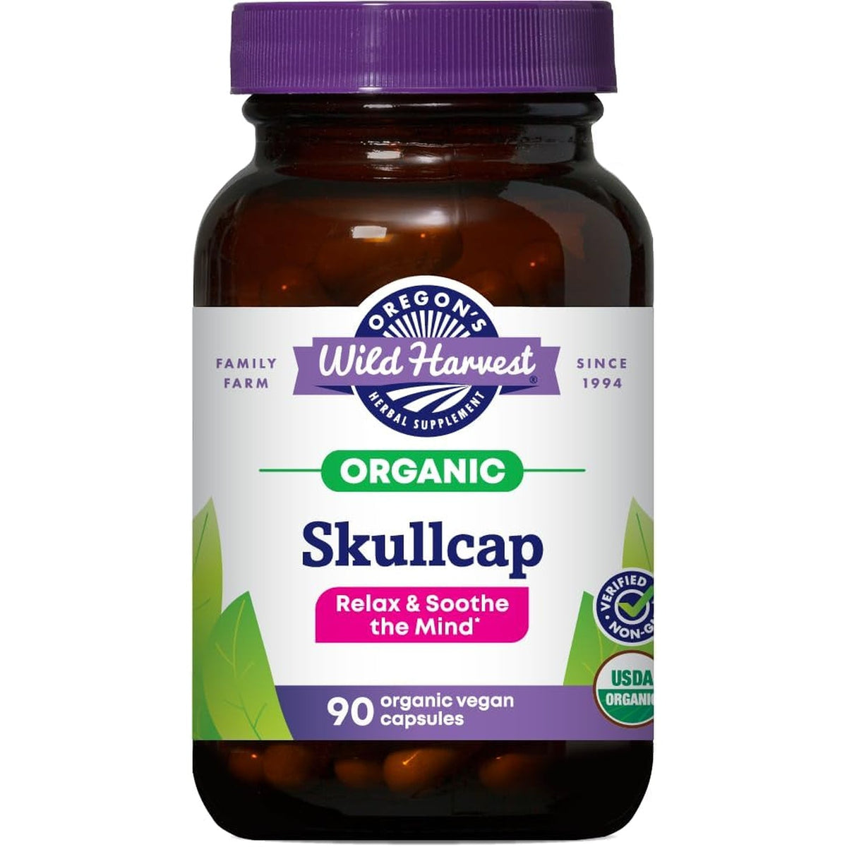 Oregon'S Wild Harvest Organic Skullcap Vegan Capsules | Traditional Herbal Supplement, 90 Count