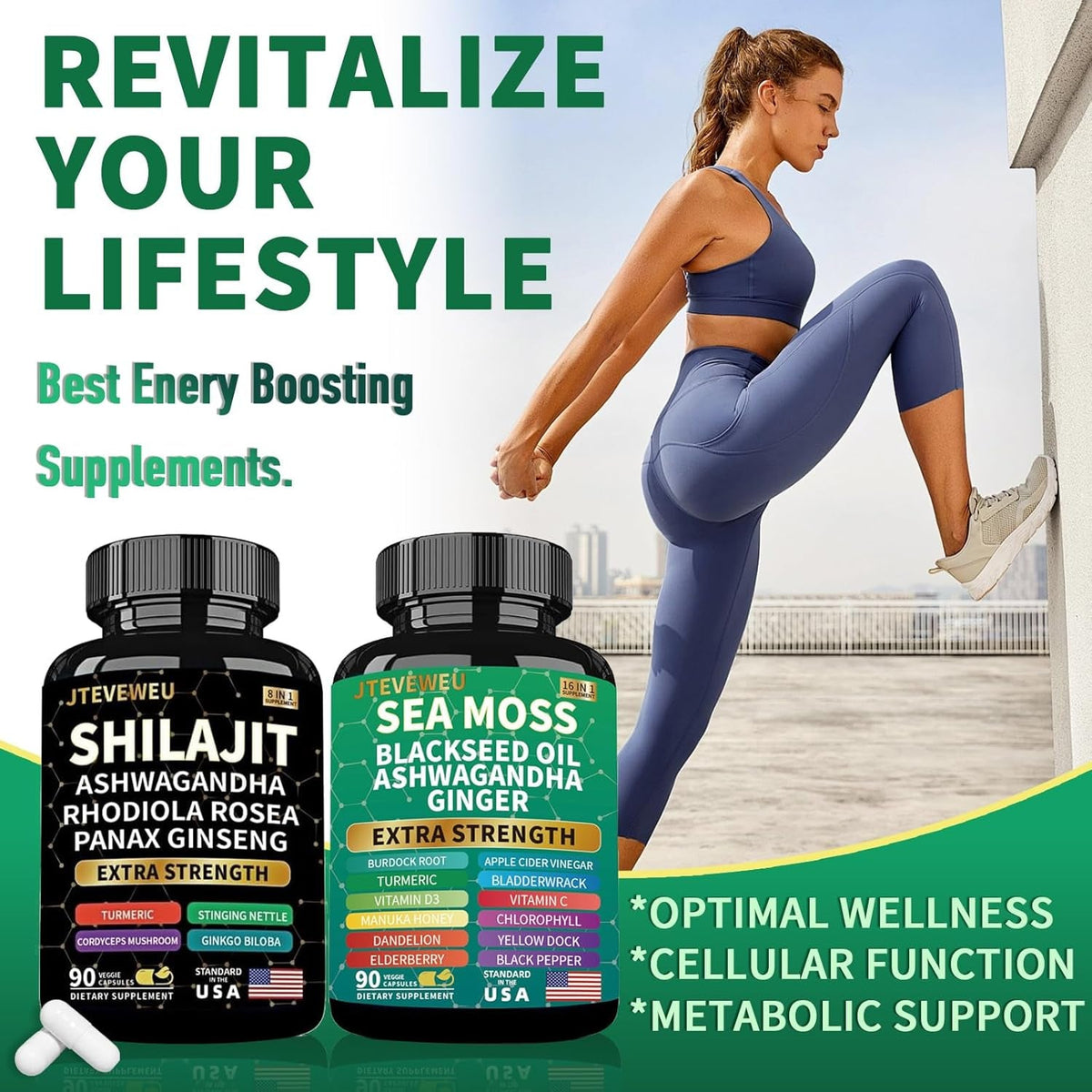 Shilajit and Sea Moss Bundle- 90 Count - Sea Moss, Ashwagandha, Shilajit, Rhodiola Rosea & Ginger, All in 1 Supplements