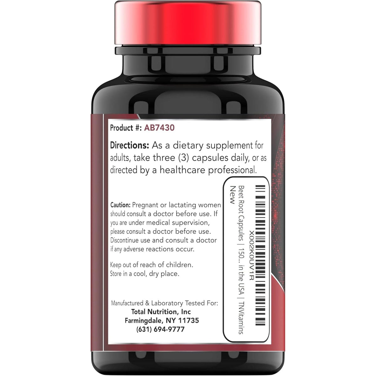 Beet Root Capsules 1500 Mg - 100 Capsules | Beet Root Powder Extract Capsules | Non-Gmo & Gluten-Free | Produced in the USA | Tnvitamins