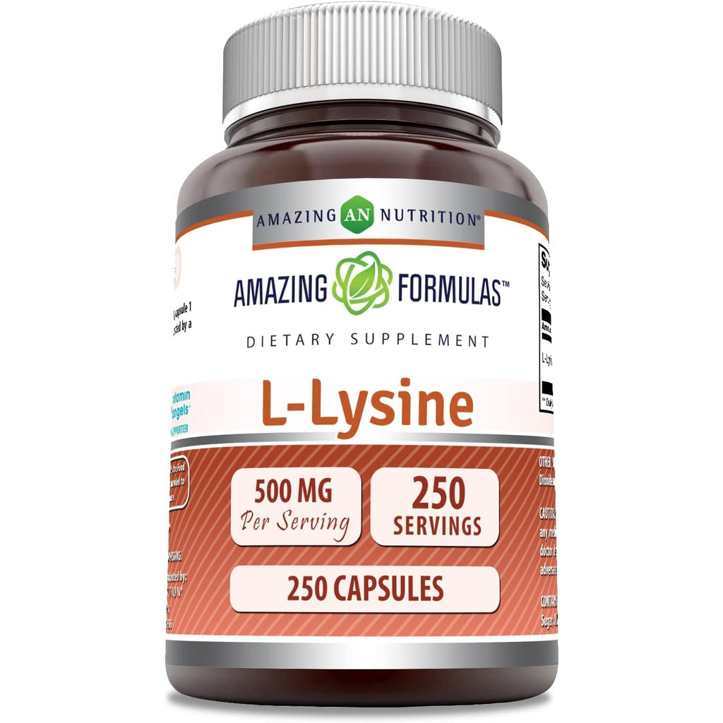Amazing Formulas L-Lysine 500 Mg Amino Acid Supplement | Capsules | Non-Gmo | Gluten-Free | Made in USA (1 Pack | 250 Count)
