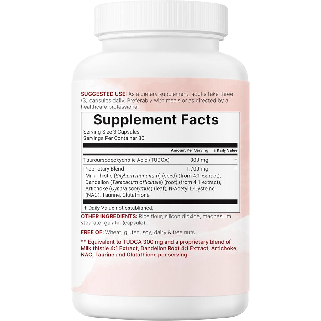 Micro Ingredients TUDCA Bile Salts 2,000Mg Supplement, 240 Capsules | 7-In-1 Complex with NAC, Milk Thistle, Glutathione, Dandelion & Artichoke | Extra Strength Tauroursodeoxycholic Acid | Non-Gmo