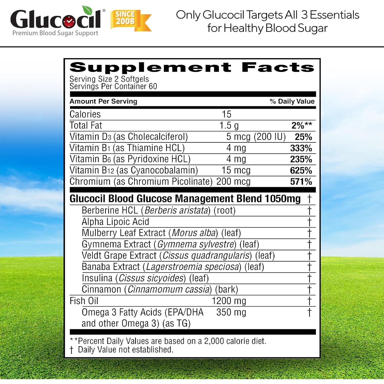 Glucocil – Softgels - Premium Blood Sugar Support - over 2 Million Bottles Sold - Supports the 3 Essentials for Healthy Blood Sugar - since 2008, with Berberine, Proprietary Mulberry Leaf, and More