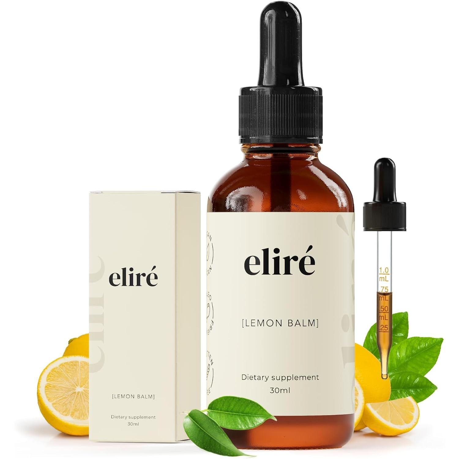 Organic Lemon Balm Drops (10:1) – Gentle Daily Calm and Everyday Tension Relief – Evening Wind-Down and After-Meal Digestive Comfort – Alcohol-Free, 3 Ingredients – Organic, Kosher, Non-Gmo – 1 Fl Oz