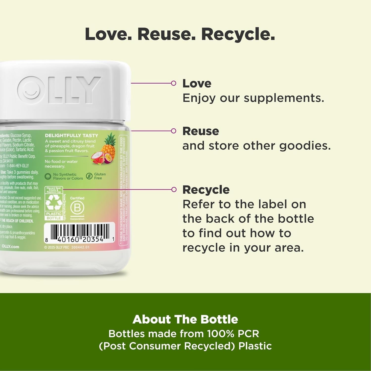 OLLY Supergood Superfoods Gummies, Supports Immune System & Digestive Health,* 15 Superfoods, Prebiotics, Vitamin C, Tropical Bliss Flavor, 20 Day Supply - 60 Count