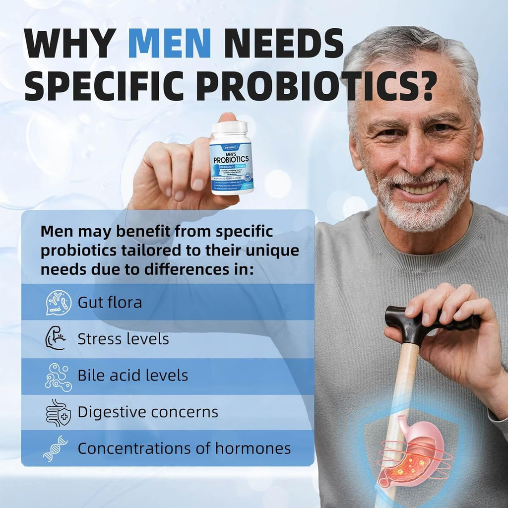 ZEBORA Probiotics for Men - 100 Billion CFU with Digestive Enzymes, Saw Palmetto & Cranberry for Prostate Support - Shelf Stable, Gluten-Free Men'S Daily Supplement - 90 Veggie Capsules