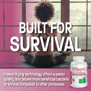 Bronson Women'S Probiotic 50 Billion CFU + Prebiotic with Cranberry & D-Mannose – Vaginal Health, Healthy Digestion, Immune Function and Urinary Tract Support, Non-Gmo, 60 Vegetarian Capsules