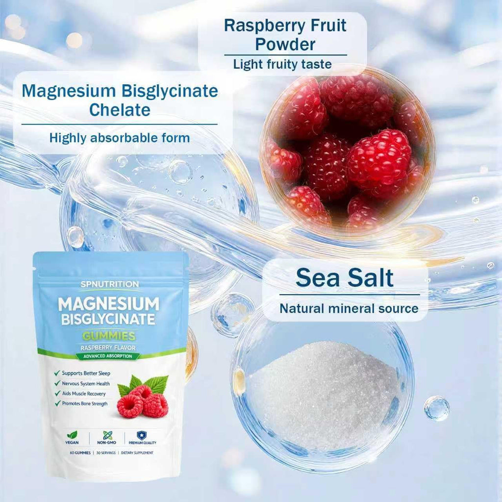 BELANO Spnutrition Magnesium Bisglycinate Gummies, 400Mg per Serving, with Magnesium Bisglycinate Chelate, Sea Salt, Raspberry Fruit Powder, Strengthen Bones, Everyday Wellness, 60 Gummies