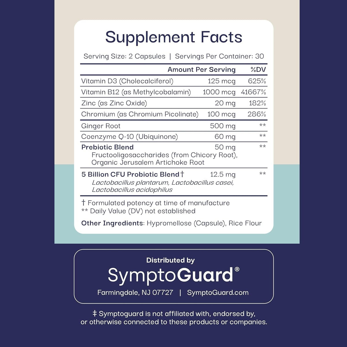Natural GLP-1 Supplement Support Vitamin for Digestive Comfort and Energy Levels with Pre and Probiotics, Vitamin D3/B12, Chromium and Ginger Root – 60 Capsules (30 Day Supply)