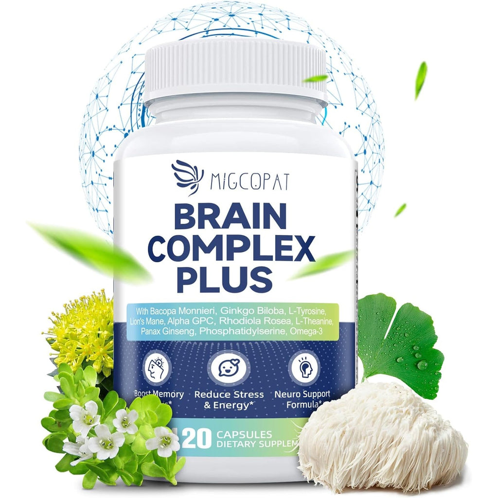 Brain Supplements for Memory and Focus | Nootropic with Bacopa Monnieri, Lion'S Mane, Alpha GPC, Ginkgo Biloba | Mental Clarity & Cognitive Support | Vitamin B6 & B12 Neuro Health - Non-Gmo, 120 Caps