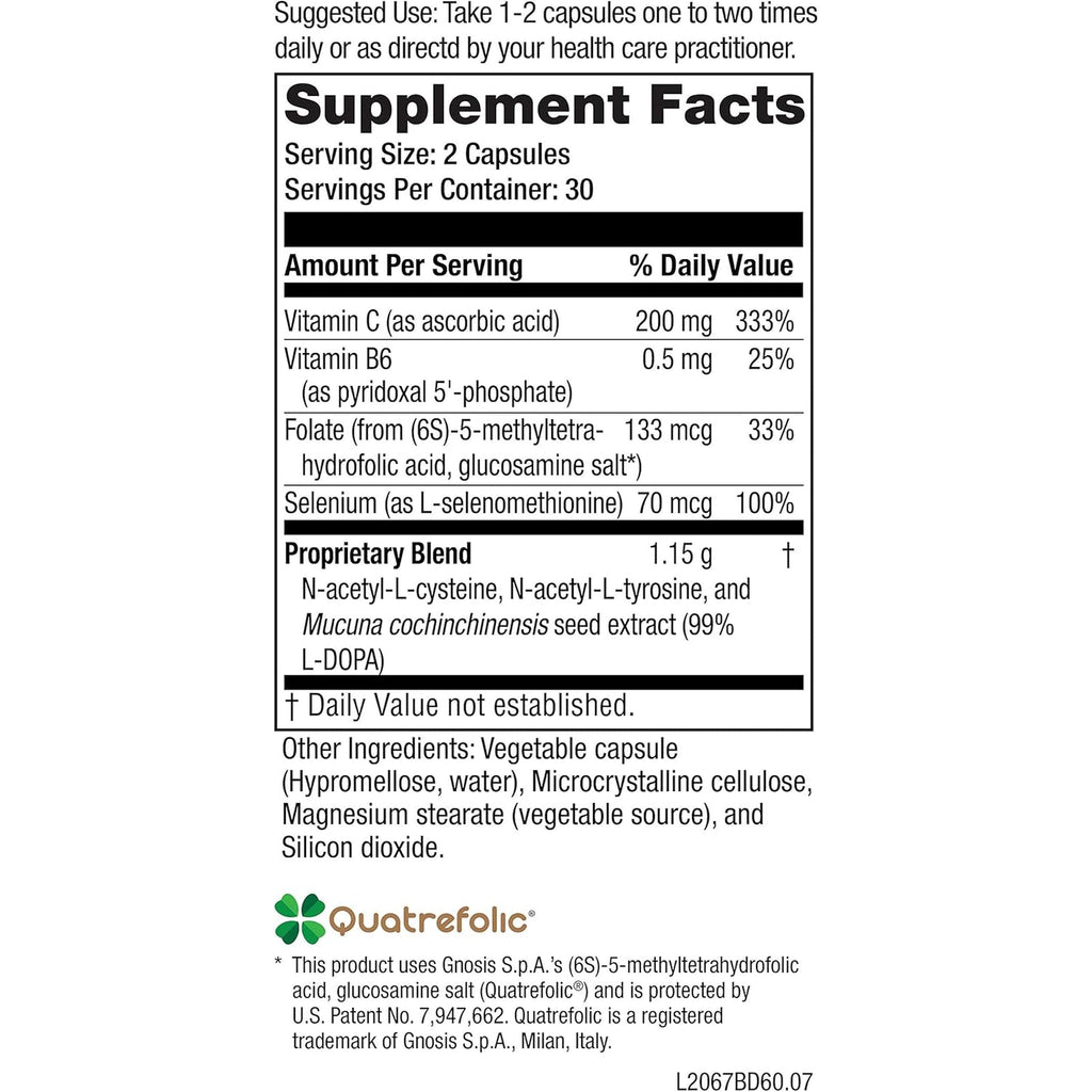 Neuroscience Balance D - Mood Support Supplement for Energy, Focus & Brain Health - Vitamin B6, Folate & More - Aid Dopamine Synthesis for Healthy Craving Control & Cognition (60 Capsules)
