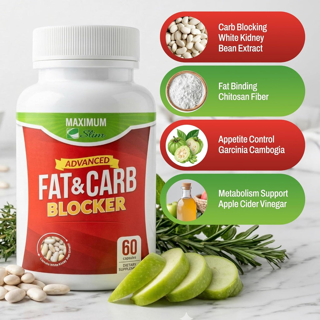 Maximum Slim Fat & Carb Blocker Pure Kidney Bean Extract for Weight Loss and Appetite Suppressant,