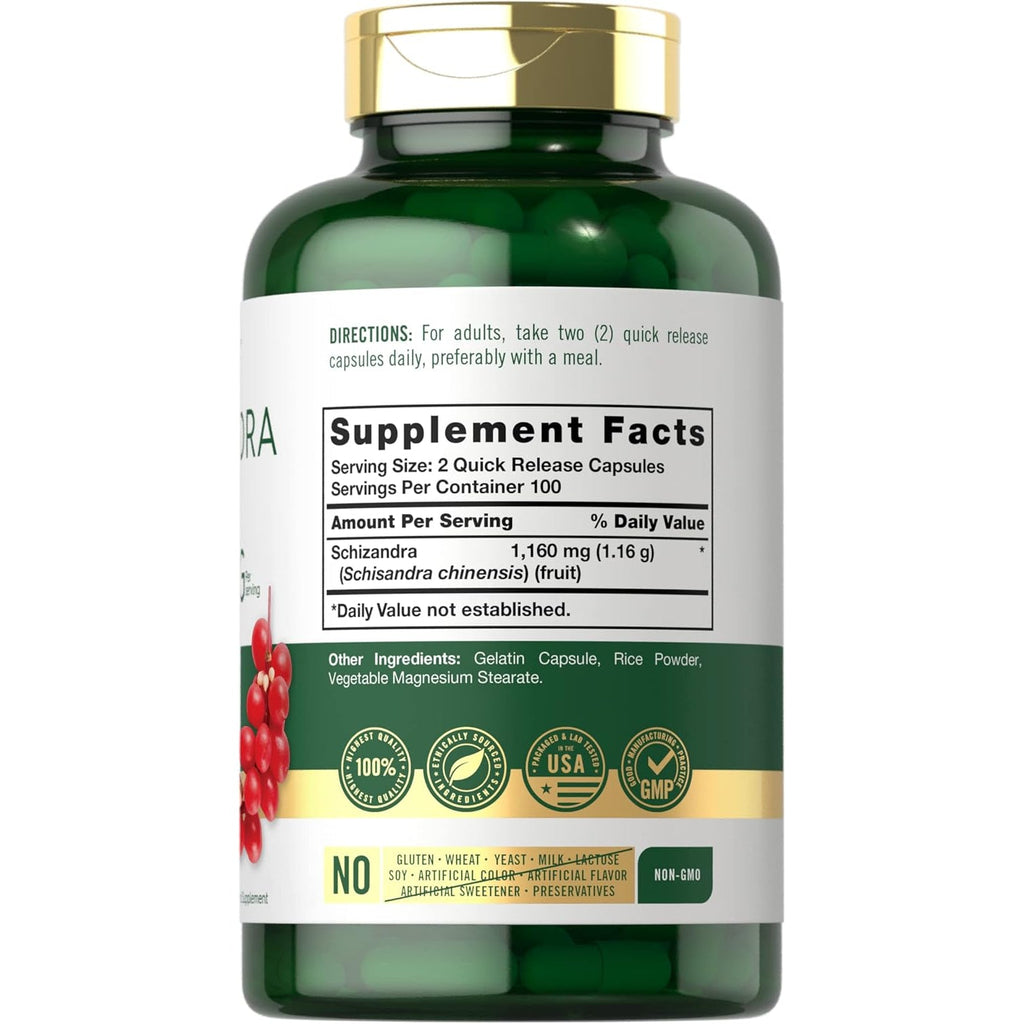 Carlyle Schisandra Supplement 1160 Mg | 200 Capsules | Berry Fruit Extract | Non-Gmo and Gluten Free