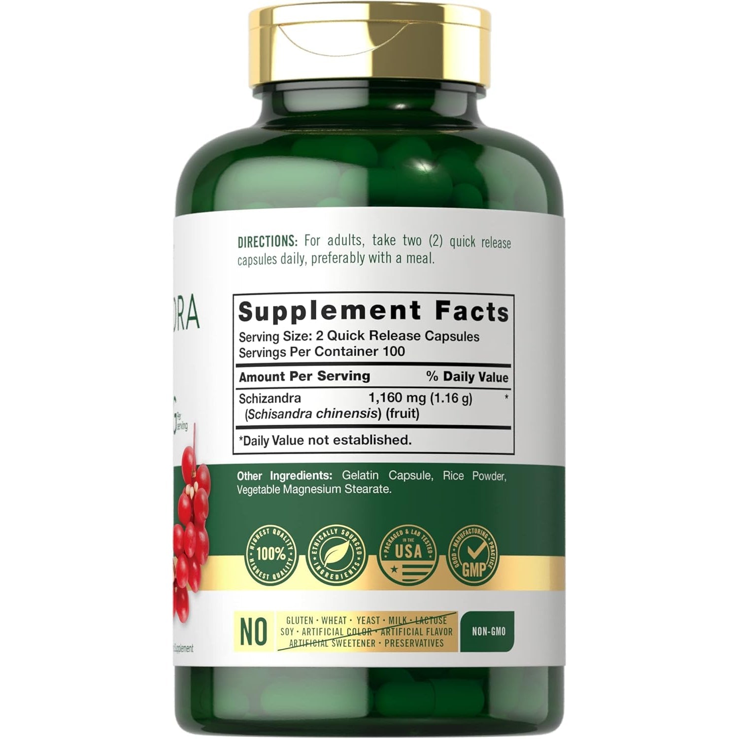 Carlyle Schisandra Supplement 1160 Mg | 200 Capsules | Berry Fruit Extract | Non-Gmo and Gluten Free