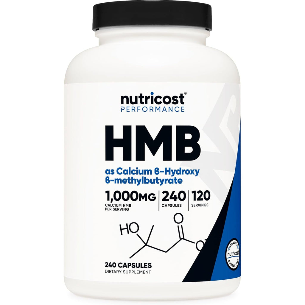 Nutricost HMB (Beta-Hydroxy Beta-Methylbutyrate) 1000Mg (240 Capsules) - 500Mg per Capsule, 120 Servings - Gluten Free and Non-Gmo
