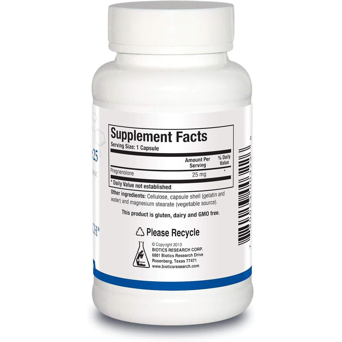 Biotics Research Pregnenolone 25-25 Mg Pregnenolone Support, Memory & Hormone Balance, Hormone Precursor or Parent Hormone. 90 Capsules